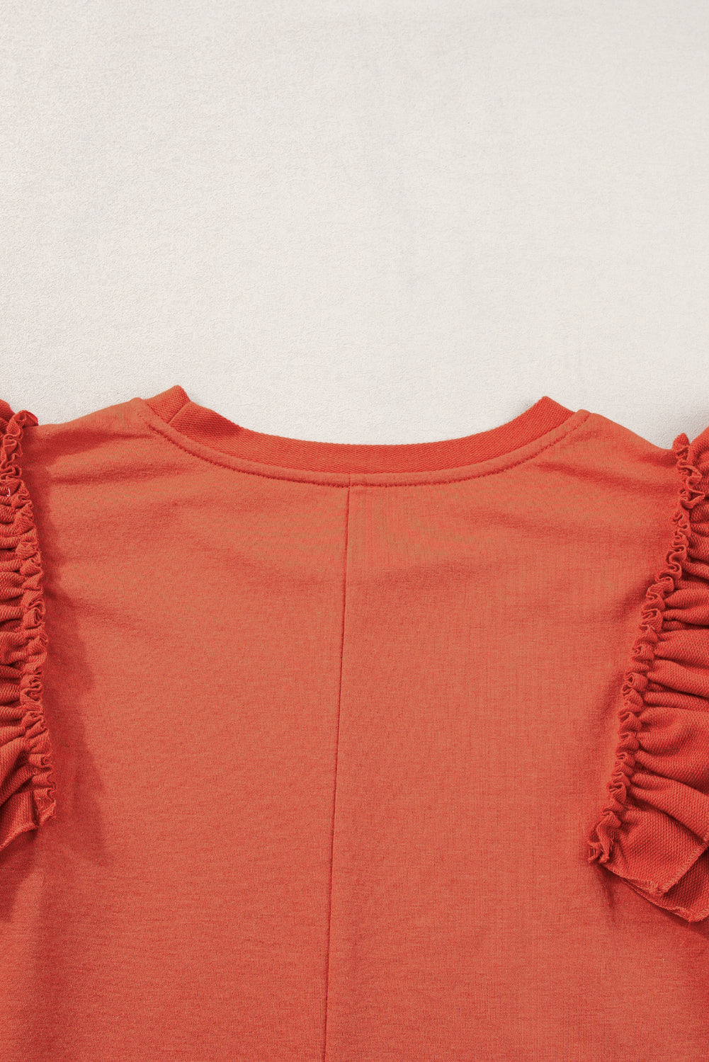 Orange Tiered Ruffled Sleeve Crew Neck T Shirt