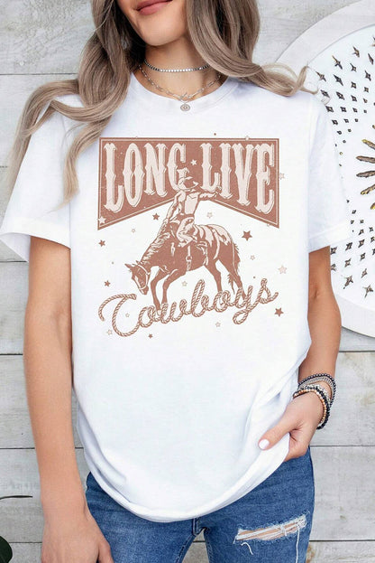 Camiseta branca LONG LIVE Cowboy com gola redonda