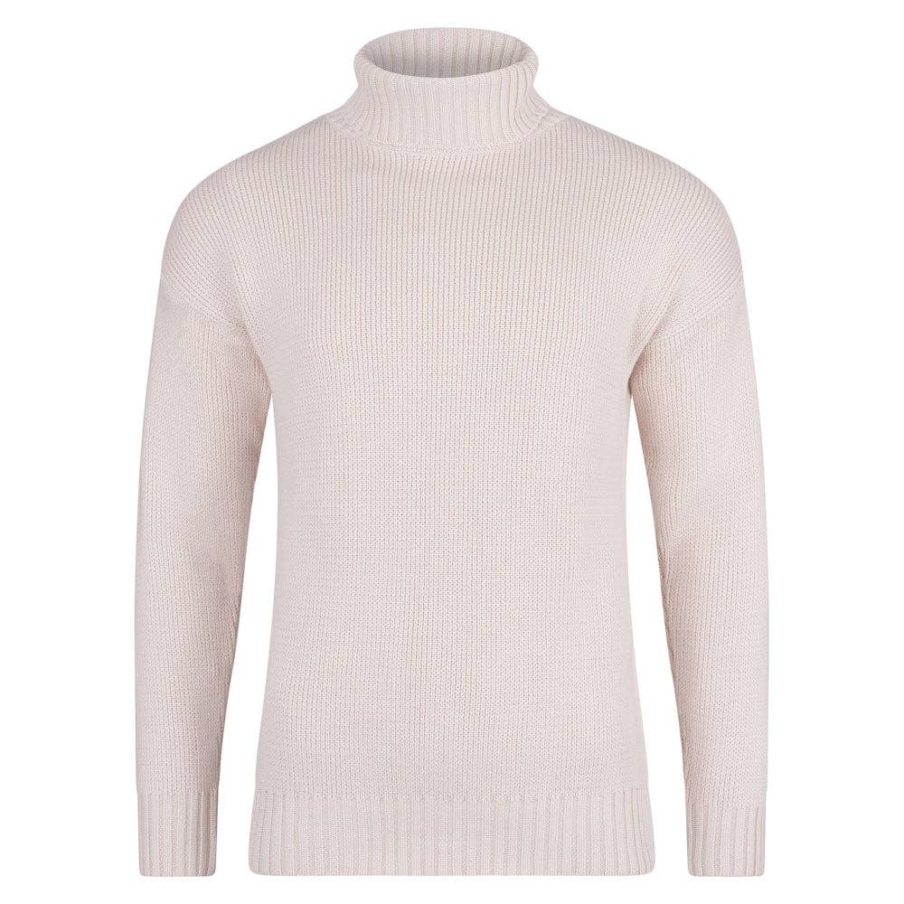 Mens 100% Cotton Submariner Roll Neck Jumper