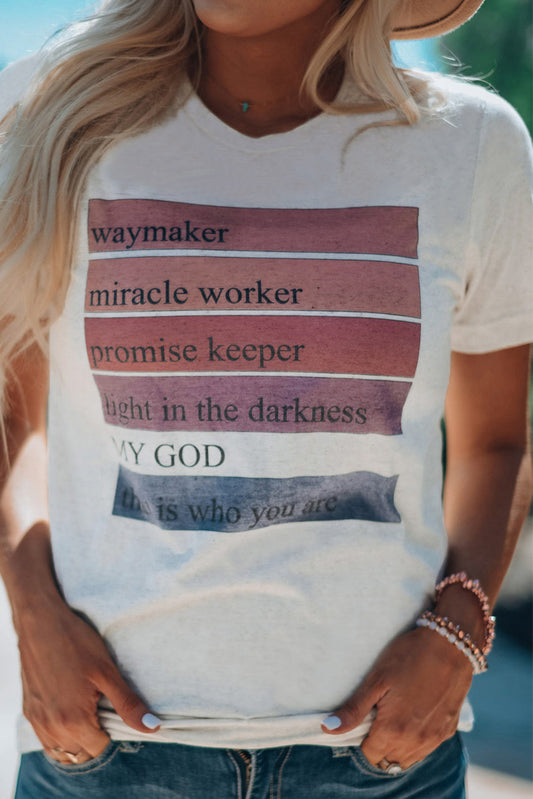 Camiseta gráfica White God Waymaker Miracle Worker Promise Keeper