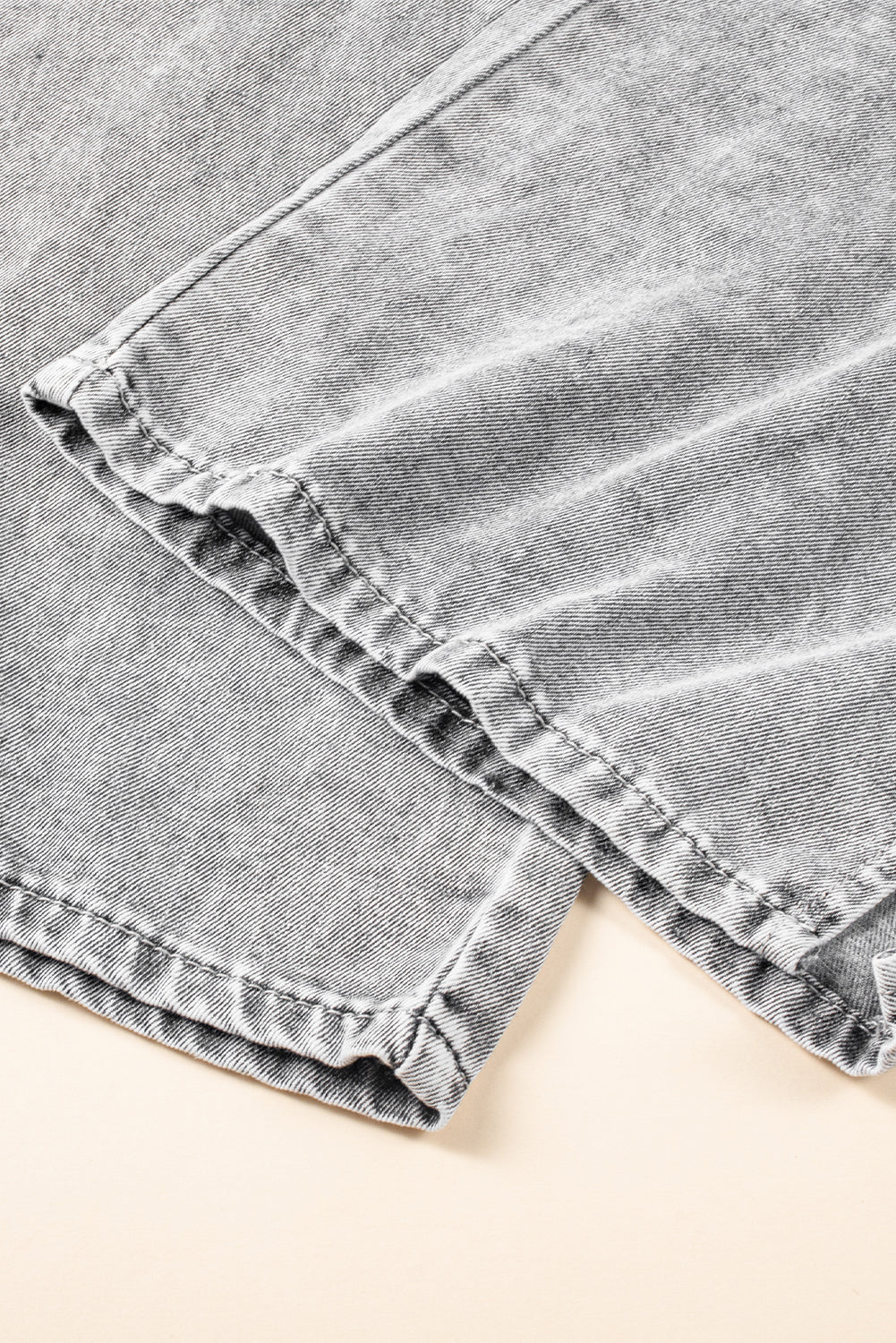 Jean jambe large gris moyen avec cordon de serrage et taille élastique