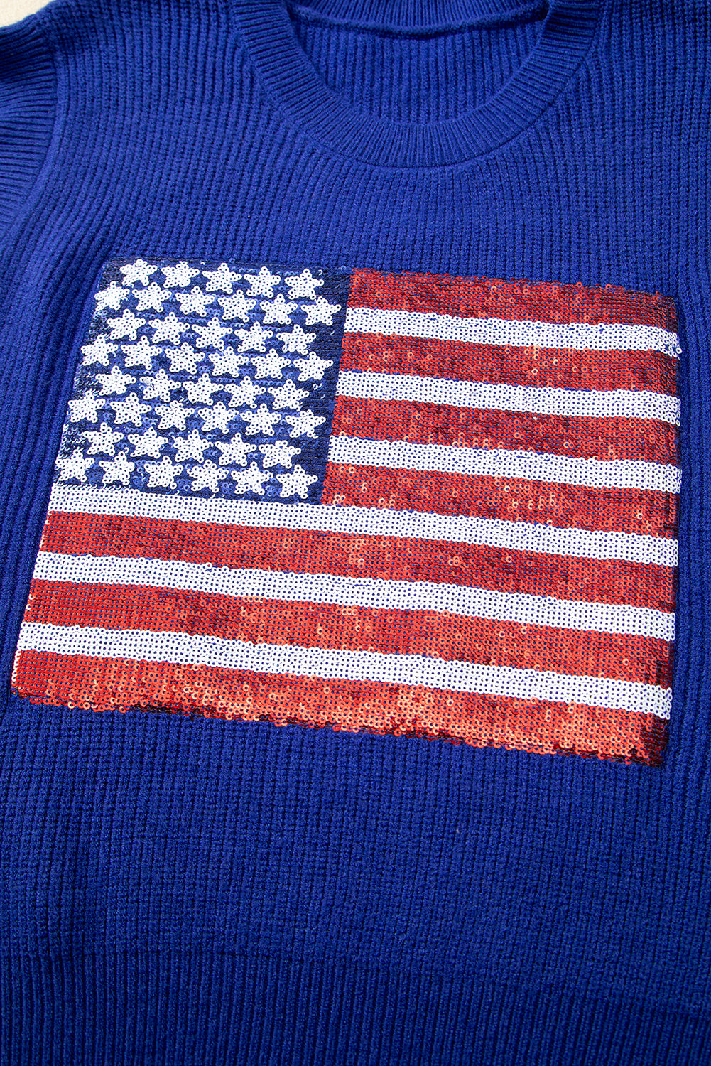 Bluing Sparkling American Flag Knitted Vest