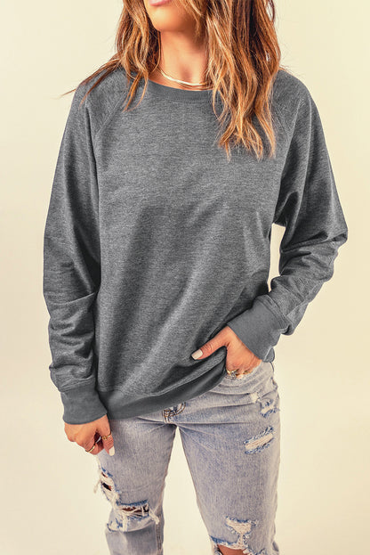 Green French Terry Cotton Blend Pullover Sweatshirt