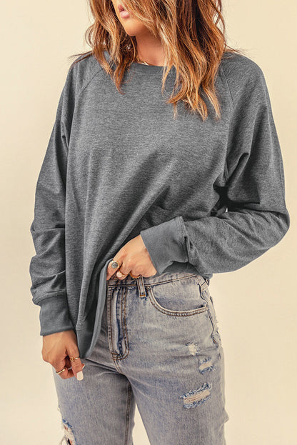 Green French Terry Cotton Blend Pullover Sweatshirt