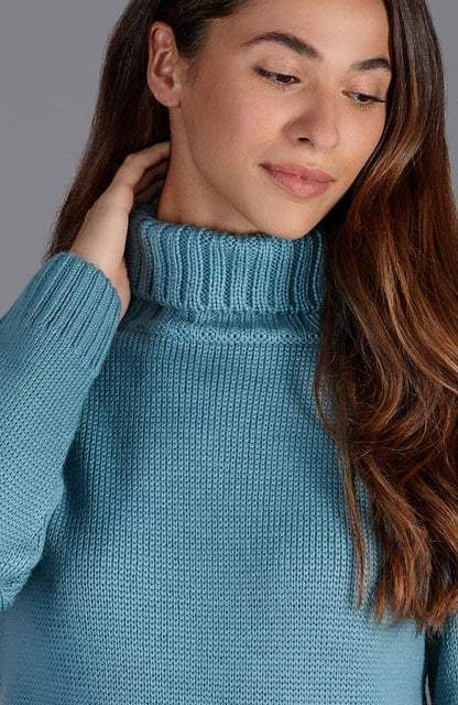 Womens 100% Chunky Merino Wool Submariner Roll Neck Jumper