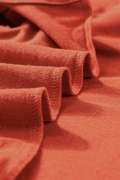 Orange Tiered Ruffled Sleeve Crew Neck T Shirt