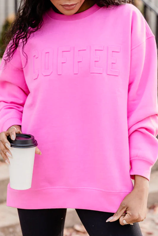 Moletom casual com letras Bonbon COFFEE em relevo