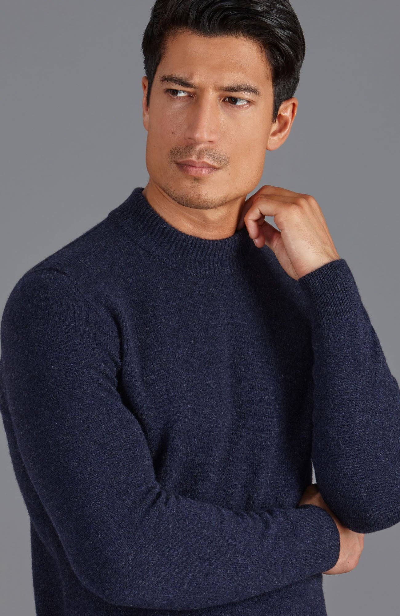 Mens Lambswool Narrow Mock Turtle Neck Jumper