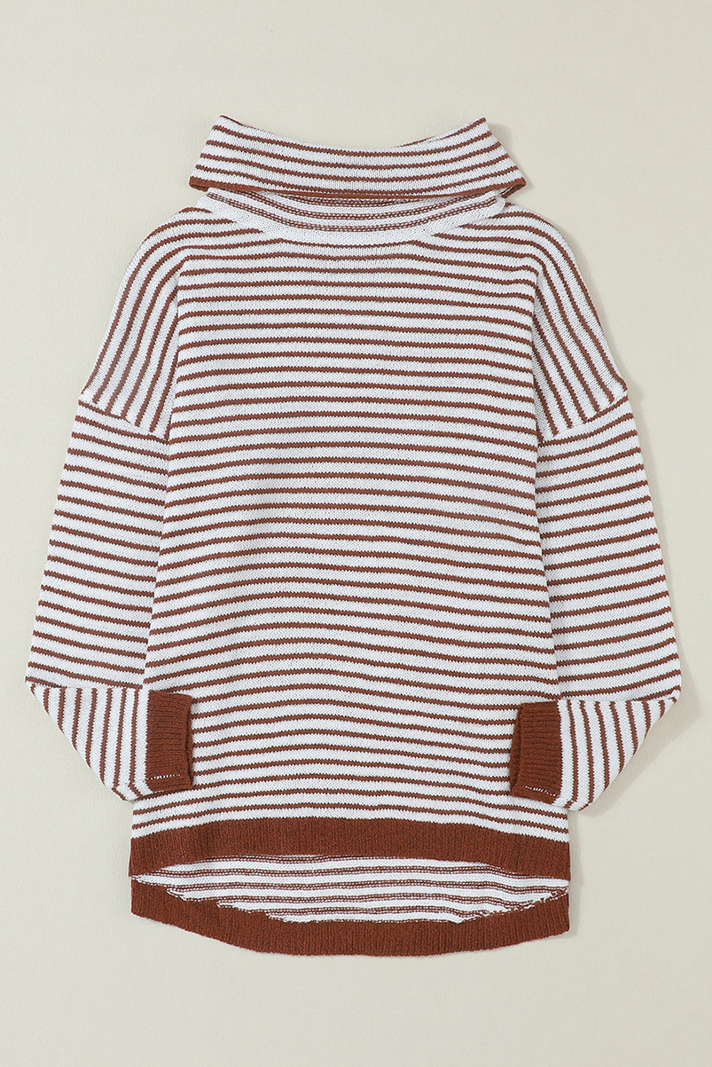 Black Striped Turtleneck Loose Sweater