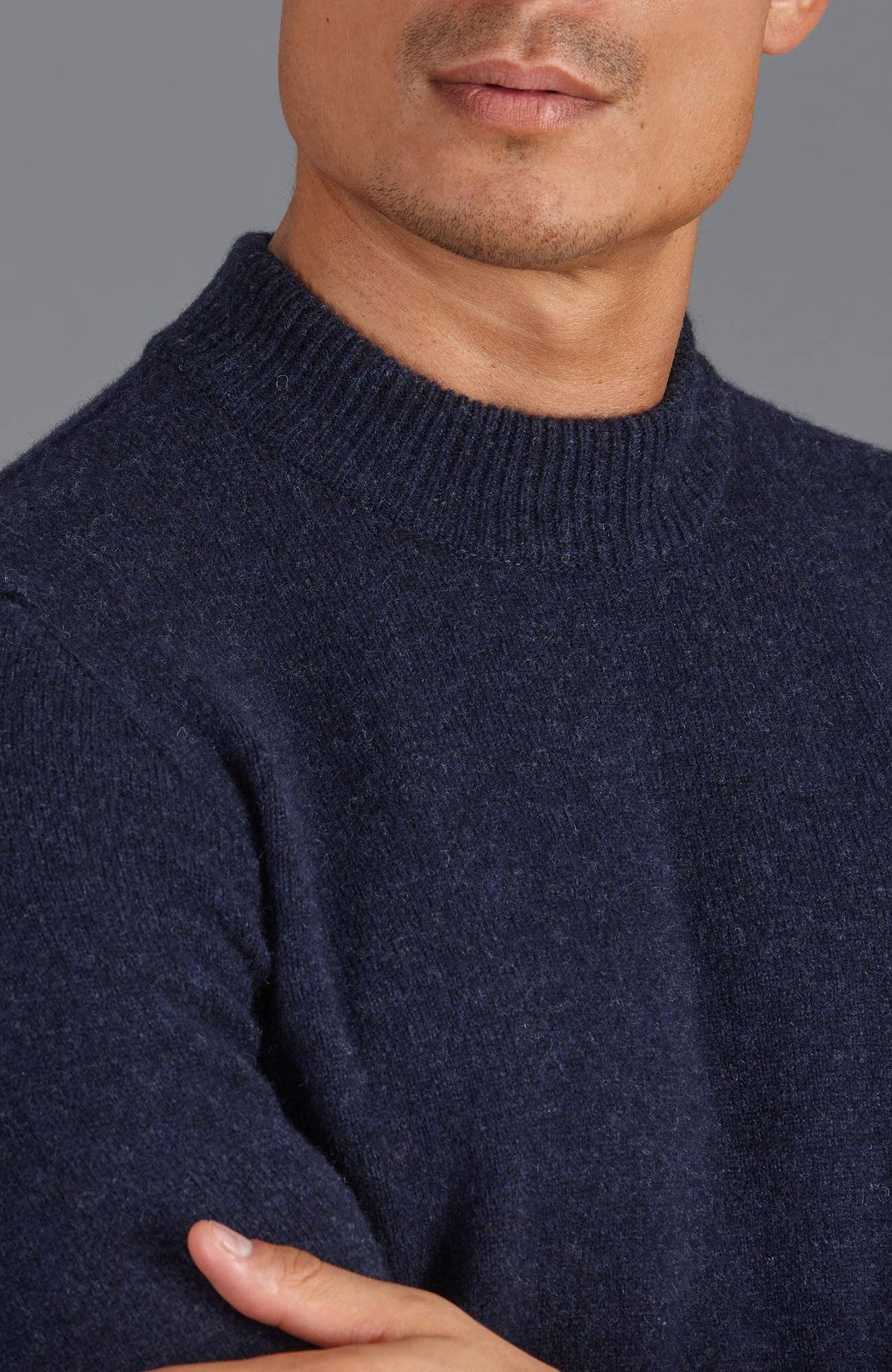 Mens Lambswool Narrow Mock Turtle Neck Jumper